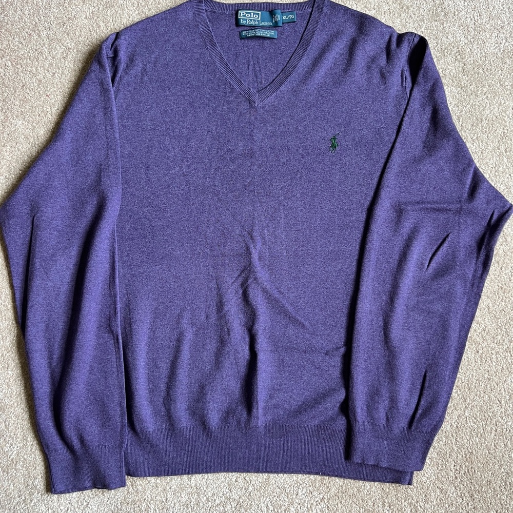 Ralph Lauren Men's V-Neck Sweater in Purple